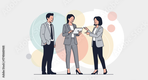 Team Discussion And Business Collaboration On Contemporary Digital Technology Presentation