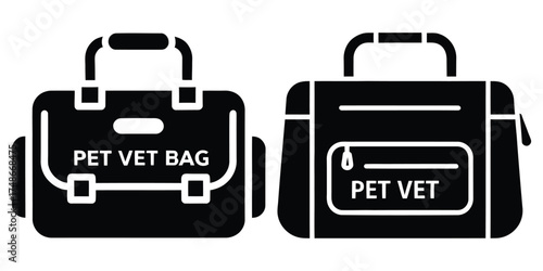 pet vet bag silhouette pets vector icon set