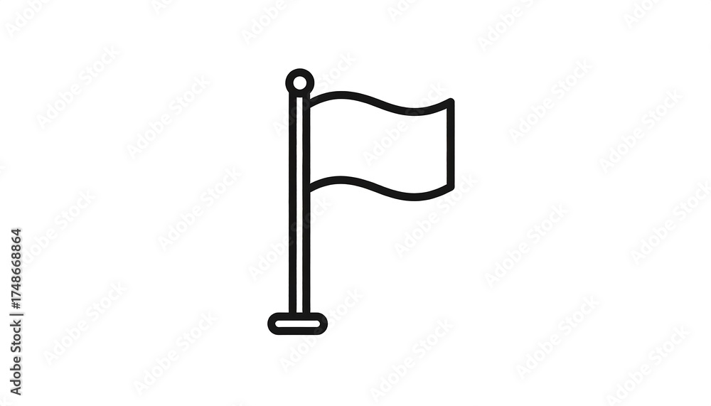 Fototapeta premium Simple black line art flag icon