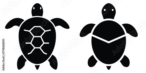 turtle silhouette pets vector icon set