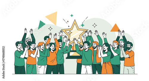 Team Celebrating Success with Trophy and Applause in a Positive and Encouraging Atmosphere