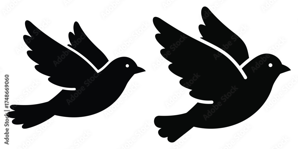 Fototapeta premium bird flying silhouette pets vector icon set
