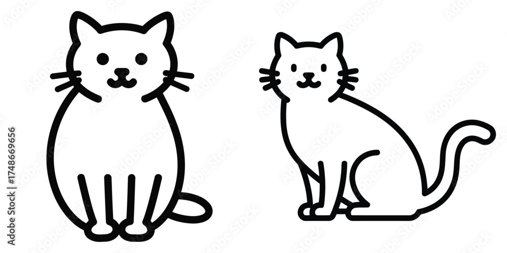 Obraz premium cat outline silhouette pets vector icon set
