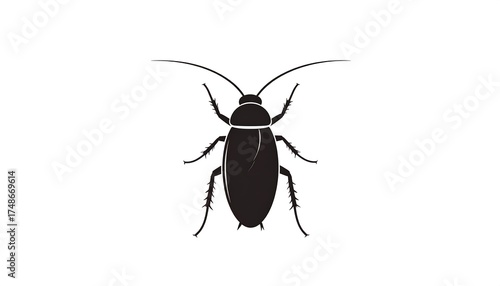Simple black silhouette of a cockroach