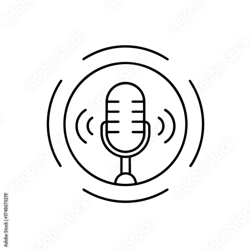 Microphone with sound waves icon