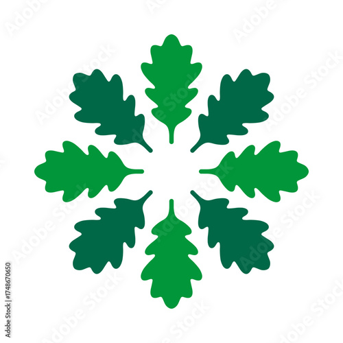 Radial Oak Leaf Shapes Green Icon