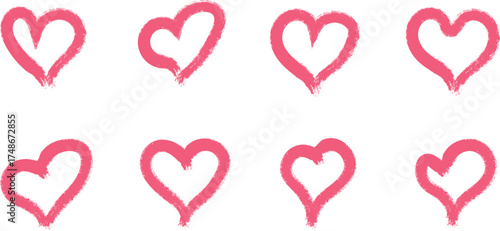 A collection of pink hearts, capturing the essence of love and affection, ideal for conveying romantic sentiments, and expressing feelings in a visually appealing manner.