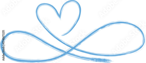A delicate heart symbol is gracefully intertwined with an infinity loop, painted in soothing light blue, to represent endless affection and devotion.