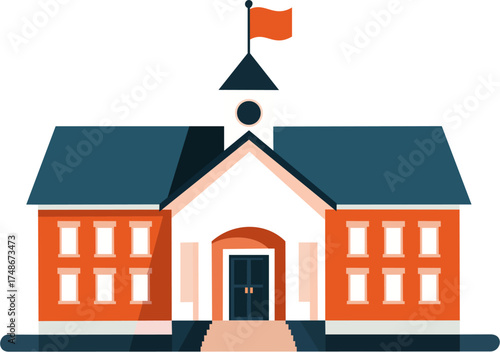 Minimal school building vector illustration