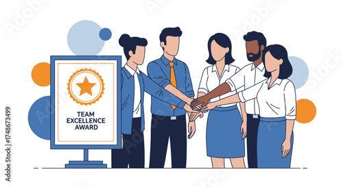 Team Spirit And High Fives Celebrate Achievement And Earned Excellence Award