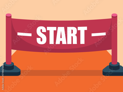 Illustration of a red start banner with white text, perfect for race events and new beginnings
