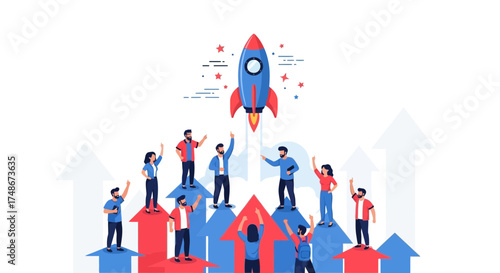 Teamwork Propelling Startup Success Towards New Heights with Rocket Launch Imagery