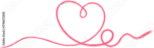 A minimalist, modern image of a pink heart-shaped line, conveying feelings of love, warmth, and affection.