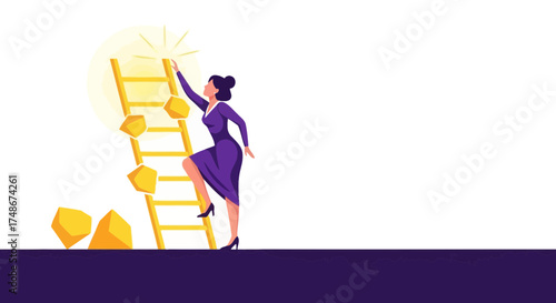 The Woman's Ascent Towards Success Achieved By Overcoming Challenges and Obstacles