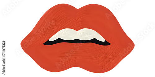 vector illustration of lips with red lips