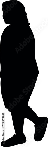 a fat child walking body silhouette vector
