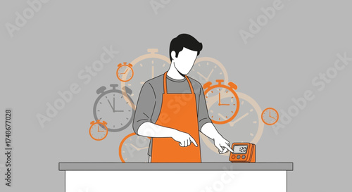 Time Management In Action: A Professional Adjusting A Timer For Precise Planning