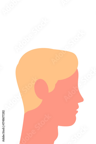 Side-profile vector portrait of a white man with blonde hair. Flat design, isolated on white, perfect for avatars, character design, editorial, and web projects. High-res PNG on transparent background