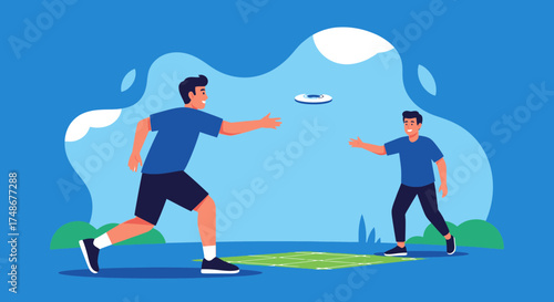 Two People Enjoying Frisbee, Smiling, Playing, Running, And Having Wonderful Time Outdoors