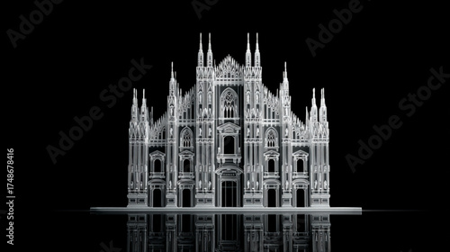 Ethereal white silhouette of the famous Duomo di Milano cathedral.