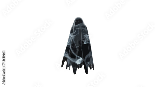 halloween ghost shadow with black smoke isolated on transparent background