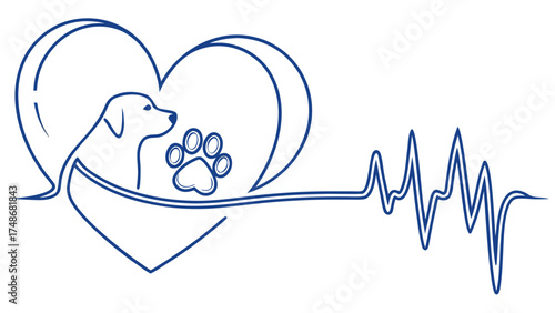 Heartfelt Blue Dog Illustration Capturing Motion and Vitality in a Graphic Design Environment