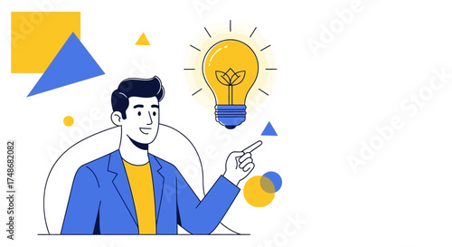 Visualization Of An Insightful Idea Represented By a Human in Vector Art