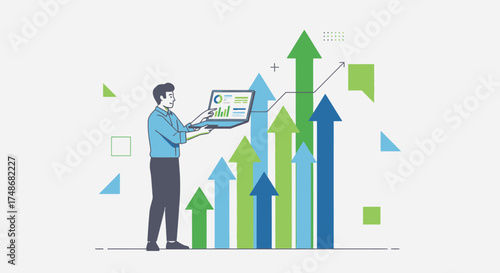 Visualizing Success: Analyzing Financial Growth And Business Strategy Illustration