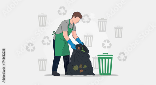 Volunteer Cleaning Garbage, Recycling For A Cleaner Environment And Eco-Friendly Practices