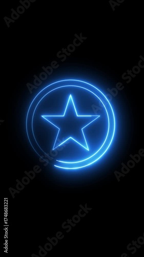 Blue star neon glow animation