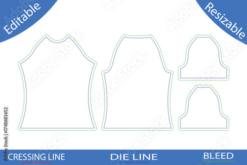 T Shirt Sleeve Cut Lines Template For Apparel Manufacturing