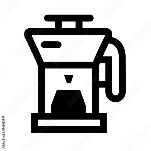black and white coffee maker icon