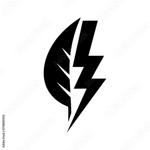 Weight loss diets vector art of leaf and lightning bolt logo for green energy company