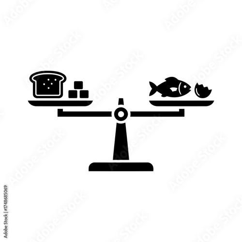 Weight loss diets vector art of balance between carbohydrate and protein food