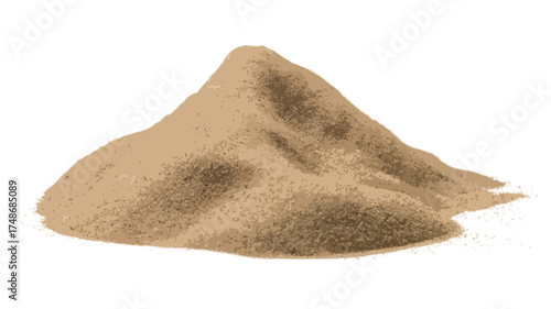 close-up of a pile of dry sand isolated on transparent background 