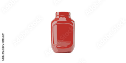 blank red ketchup bottle isolated on transparent background