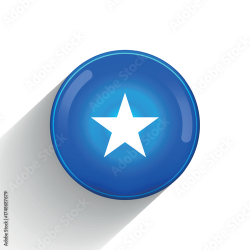 Glass light ball with flag of Somalia. Round sphere, template icon. Somali national symbol. Glossy realistic ball, 3D abstract vector illustration highlighted on a white background. Big bubble.