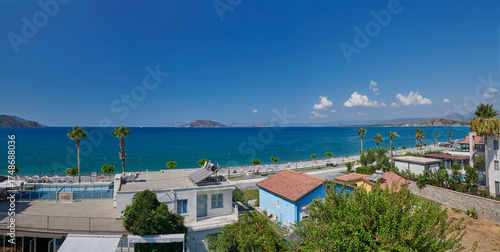 Türkiye. Fethiye. Daytime panorama of the bay from a hotel balcony.