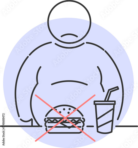 Icon of a person rejecting fast food to maintain a healthy diet