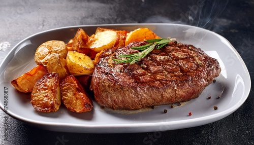 Juicy Ribeye Steak With Roasted Potatoes