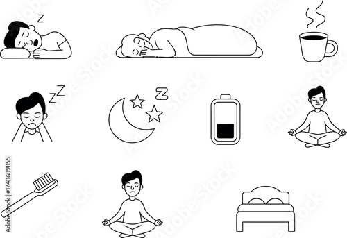 Vector art of collection of sleep and wake up icons