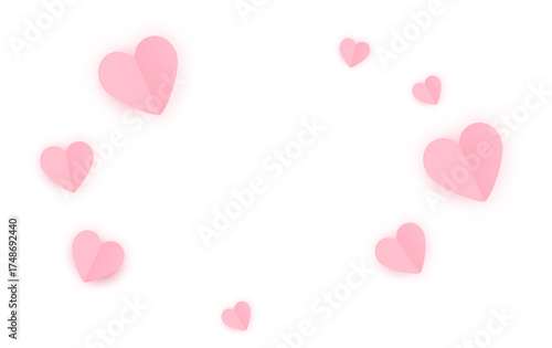 Paper heart elements on white background PNG. Valentine love greeting card design