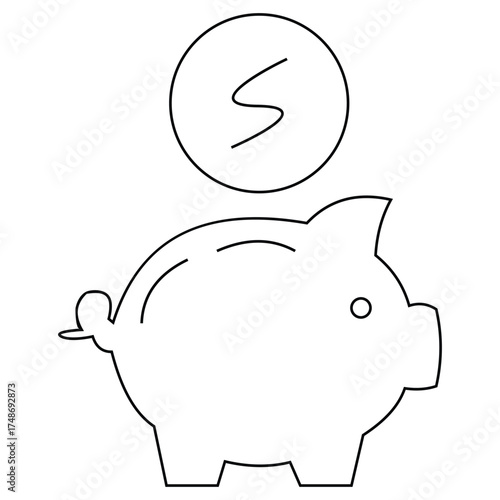 Piggy bank with coin above
