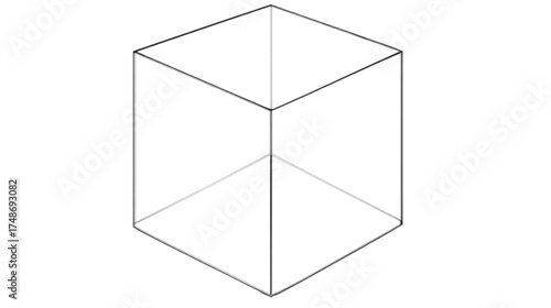 Simple black line drawing of a transparent cube.