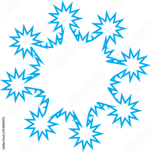 Single Blue Snowflake Burst PNG Graphic Asset