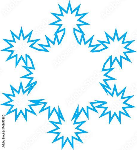 Single Blue Snowflake Burst PNG Graphic Asset