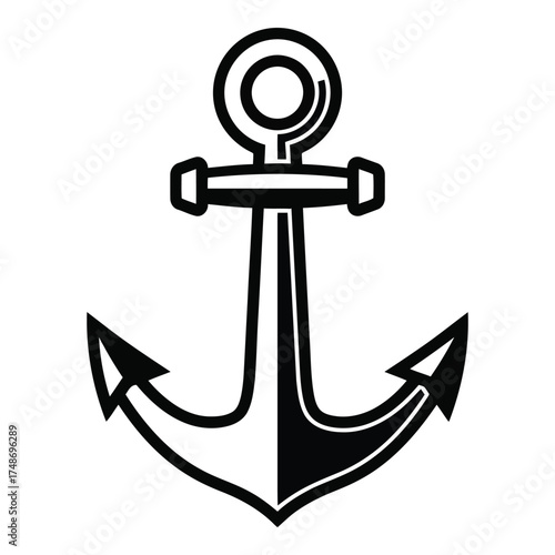 Vector art of black and white anchor illustration, vector drawing