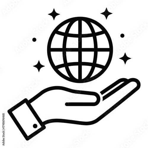Vector art of hand holding globe, representing global connection
