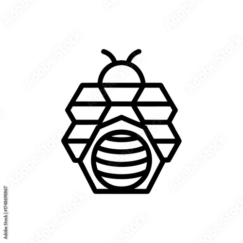 Honeycomb and bee vector illustration silhouette