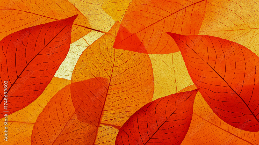 Obraz premium 自然の色彩を感じる秋の葉のクローズアップ